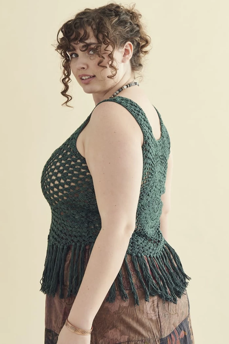 Seafoam Crochet Fringe Tank