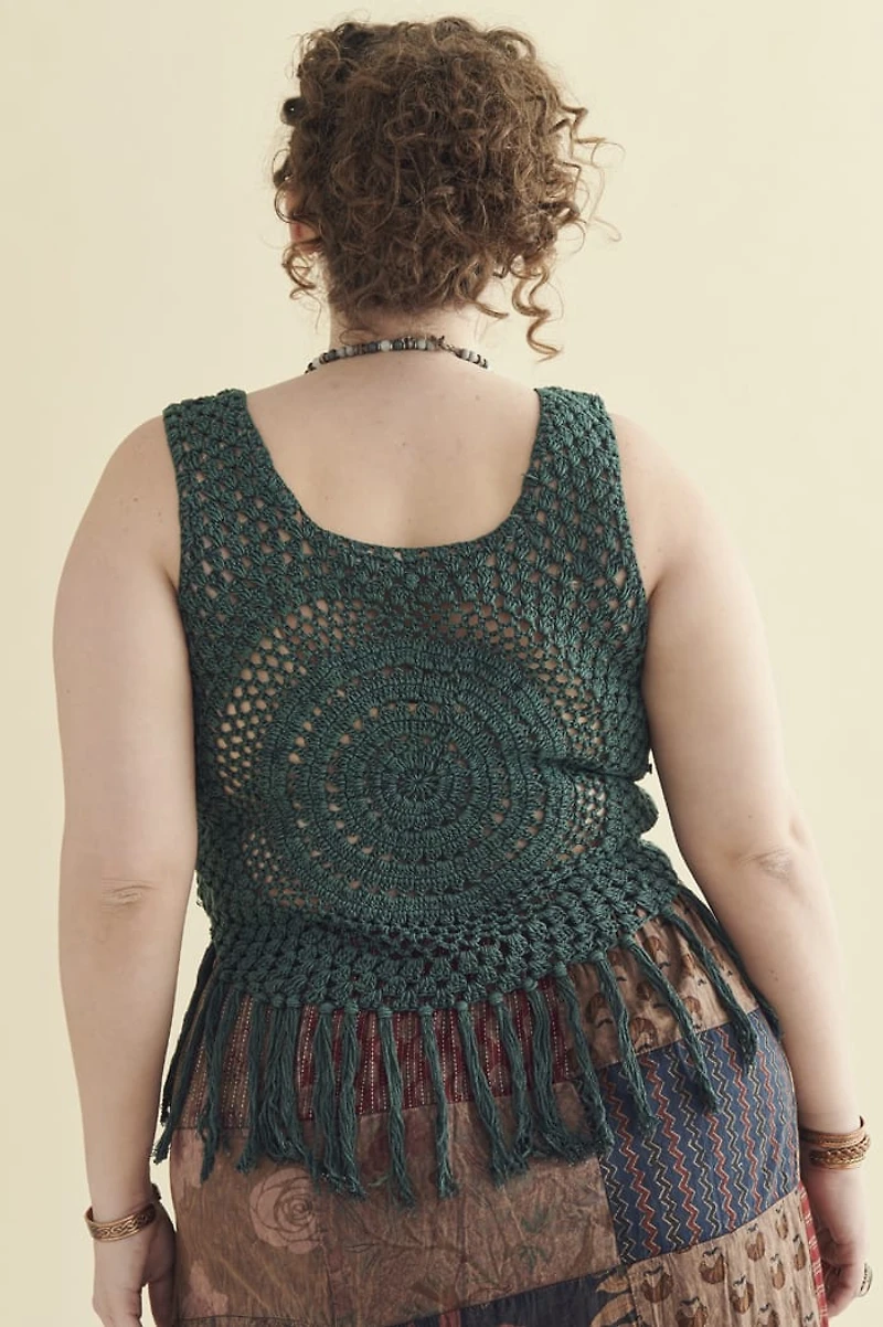 Seafoam Crochet Fringe Tank