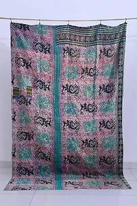 Buy Large Kantha Throw | Teal Elephant Boho Print – Shop Now