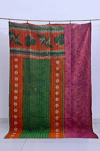 Shop Large Kantha Throw | Black Pink Stripe Patchwork – Buy Now