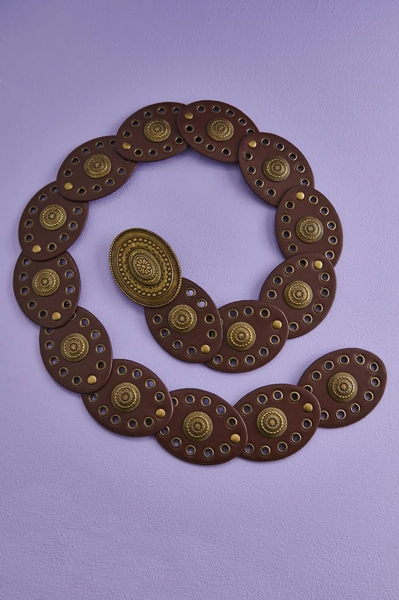 Brown Boho Disc Grommet Belt