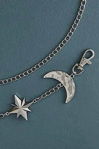 Silver Hammered Moon Snake Chain Belt