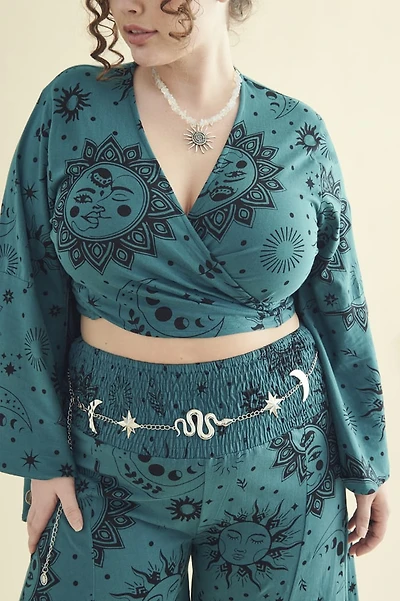 Silver Hammered Moon Snake Chain Belt
