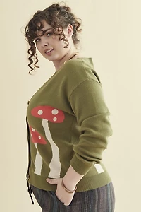 Green Mushroom Knit Sweater Cardigan
