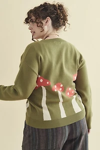 Green Mushroom Knit Sweater Cardigan