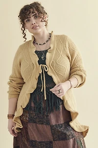 Oat Ruffle Knit Sweater Cardigan Duster