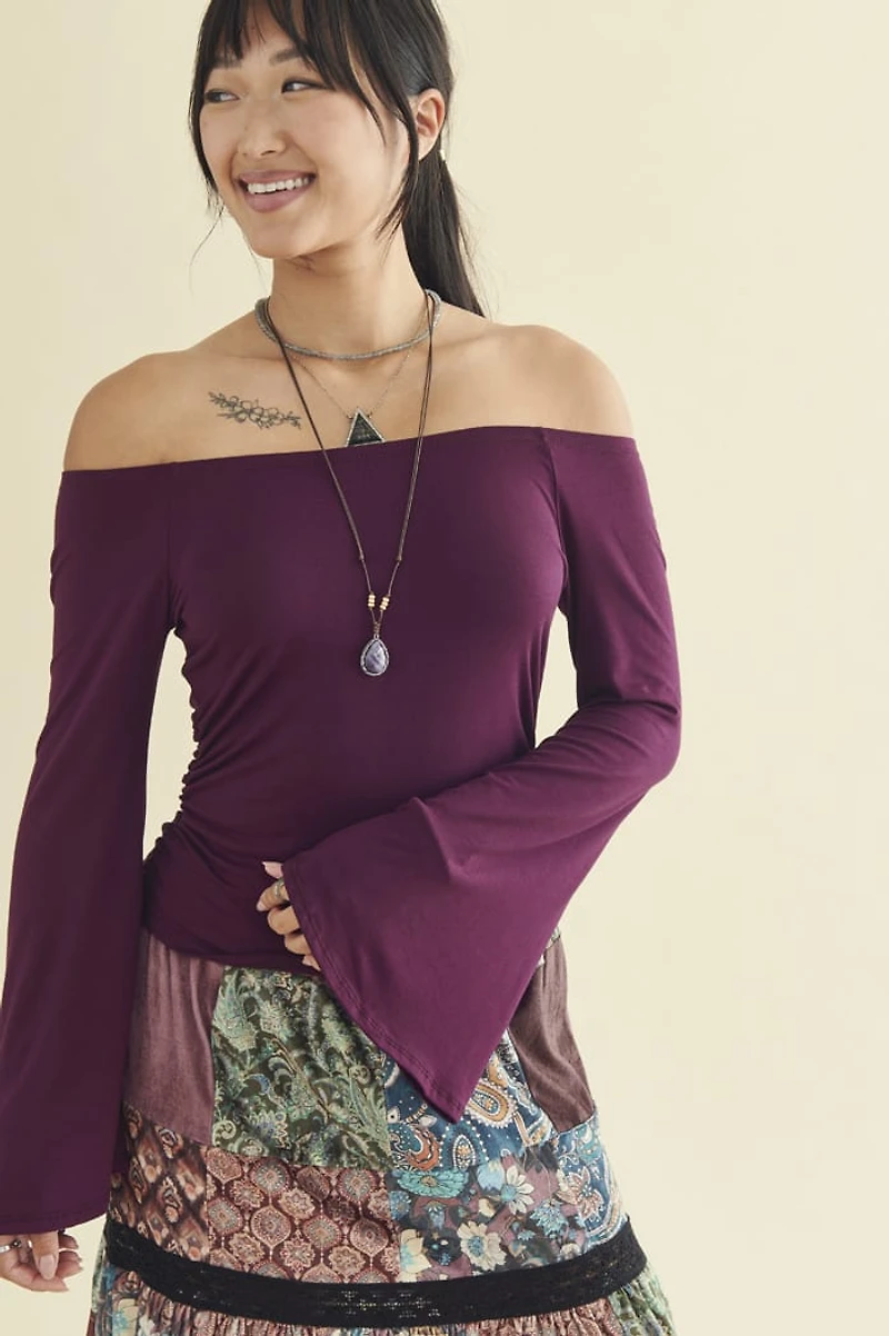 Buy Plum Off ShoPlum Shoulder Bell Sleeve Top