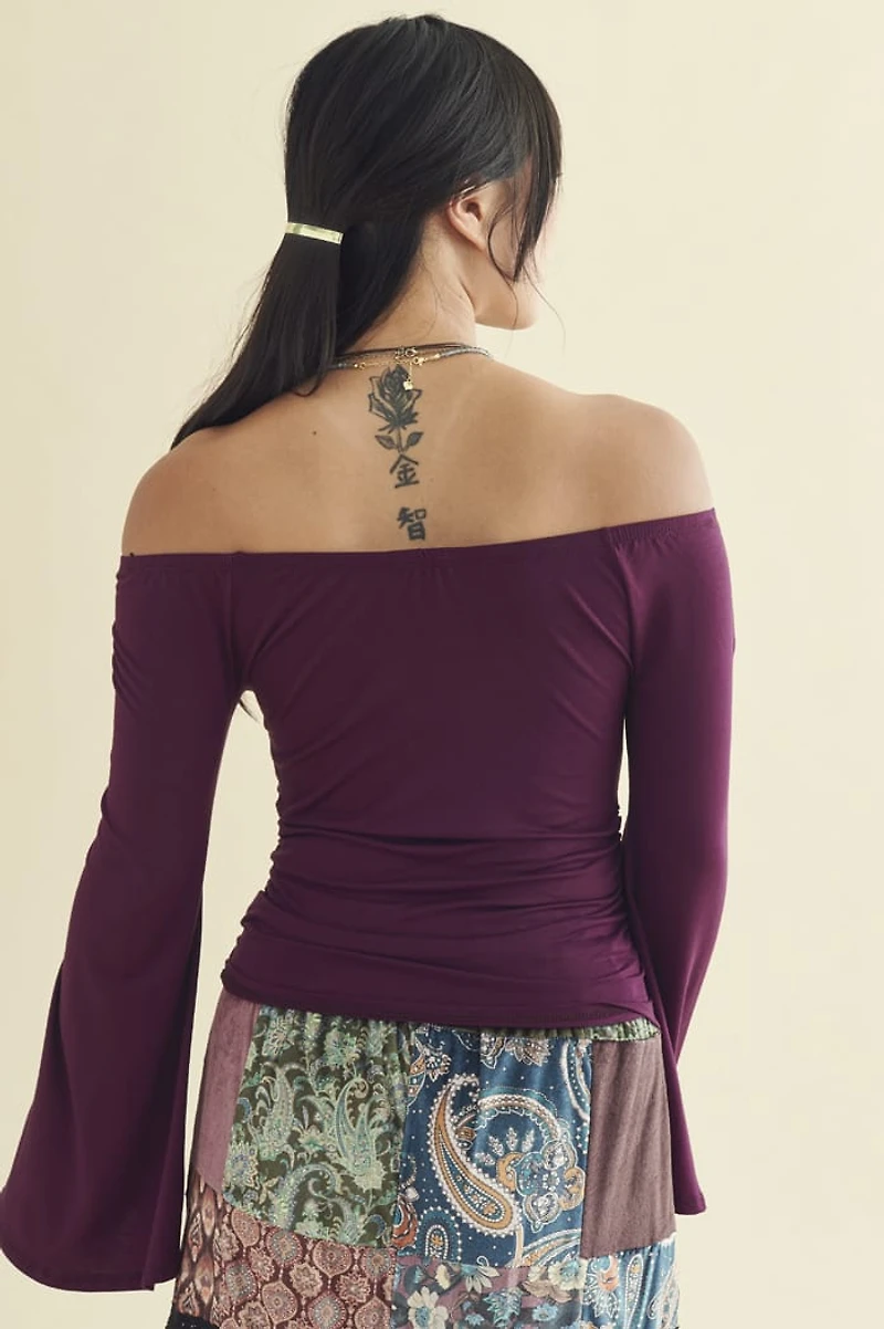 Buy Plum Off ShoPlum Shoulder Bell Sleeve Top