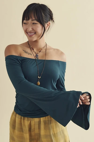 June Bug Off Shoulder Bell Sleeve Top