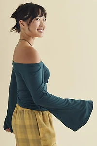 June Bug Off Shoulder Bell Sleeve Top