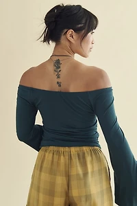 June Bug Off Shoulder Bell Sleeve Top