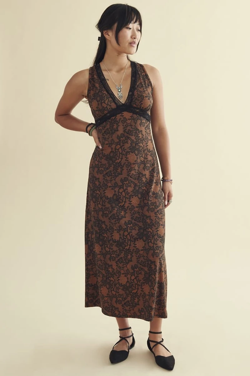 Buy Lace Print Maxi Slip Dress Online from Earthbound