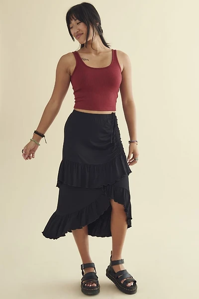 Black Tiered Ruffle Maxi Skirt