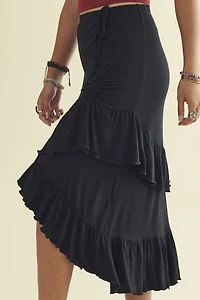Black Tiered Ruffle Maxi Skirt