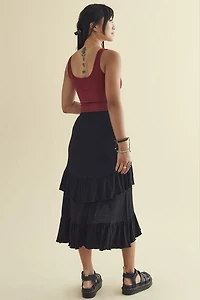Black Tiered Ruffle Maxi Skirt