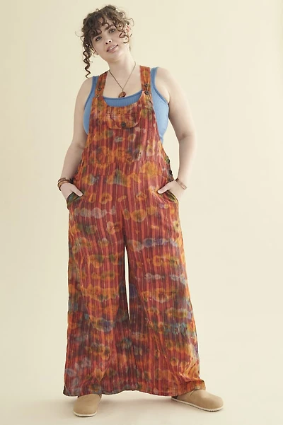 Buy Orange Striped Tie Dye Button Overalls Online from Earthbound