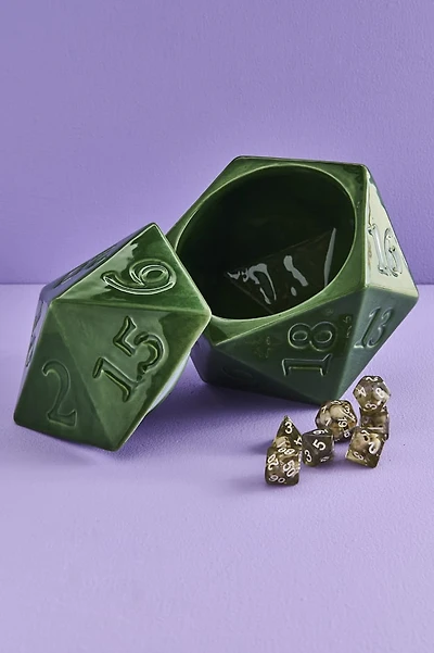 Green D20 Game Dice Stash Jar