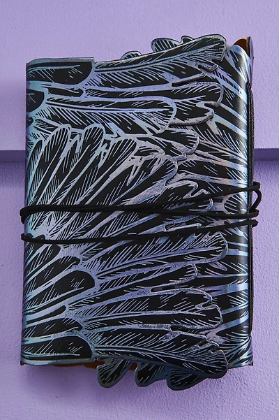 Iridescent Silver Wings Faux Leather Journal