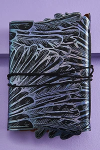 Iridescent Silver Wings Faux Leather Journal