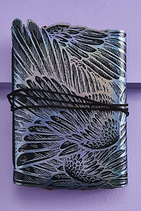 Iridescent Silver Wings Faux Leather Journal