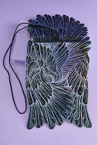 Iridescent Silver Wings Faux Leather Journal