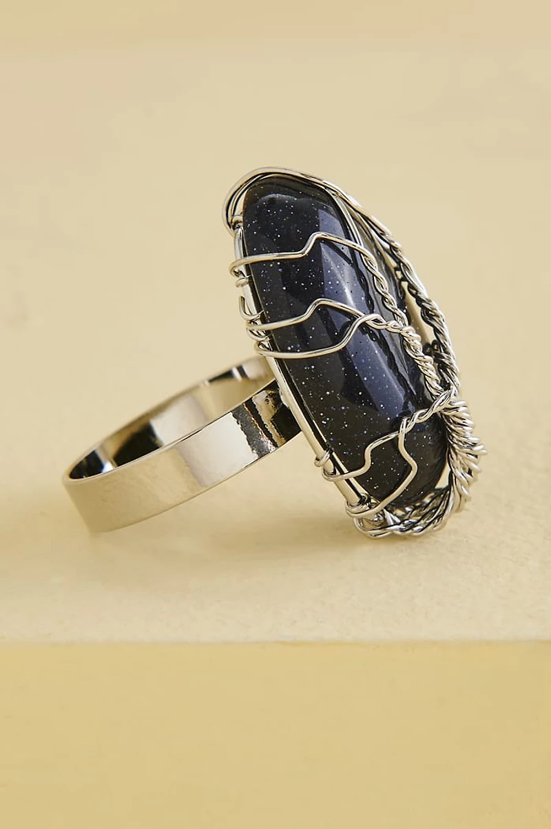 Blue Sandstone Wire Tolkien Tree Ring