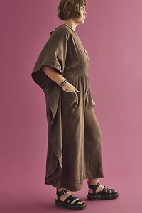 Buy Brown Gauze Pocket Jumpsuit