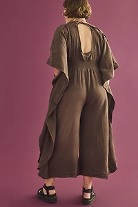 Buy Brown Gauze Pocket Jumpsuit
