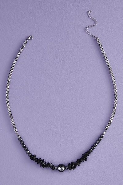 Hematite and Obsidian Swirling Eye Necklace