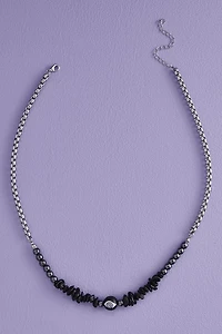 Hematite and Obsidian Swirling Eye Necklace