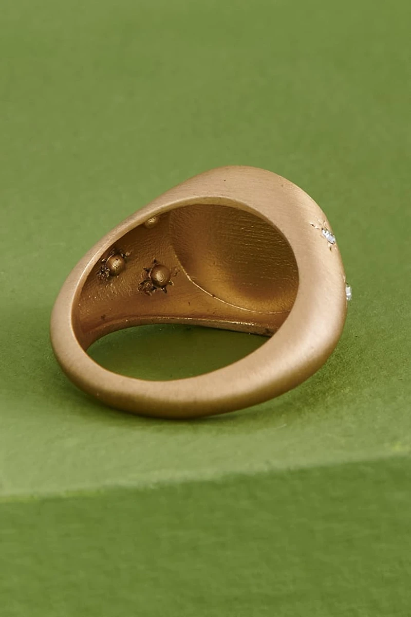 Celestial Gold & Black Signet Ring - Boho Starry Jewelry