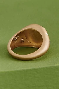 Celestial Gold & Black Signet Ring - Boho Starry Jewelry