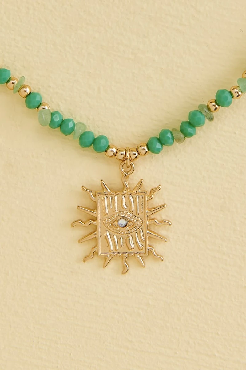 Green Aventurine Sun Tarot Necklace