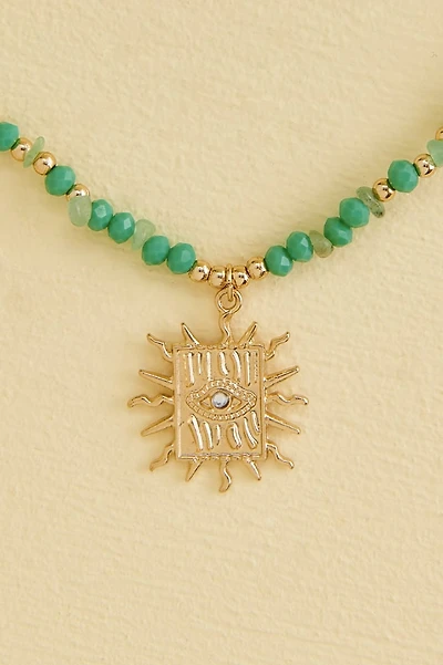 Green Aventurine Sun Tarot Necklace