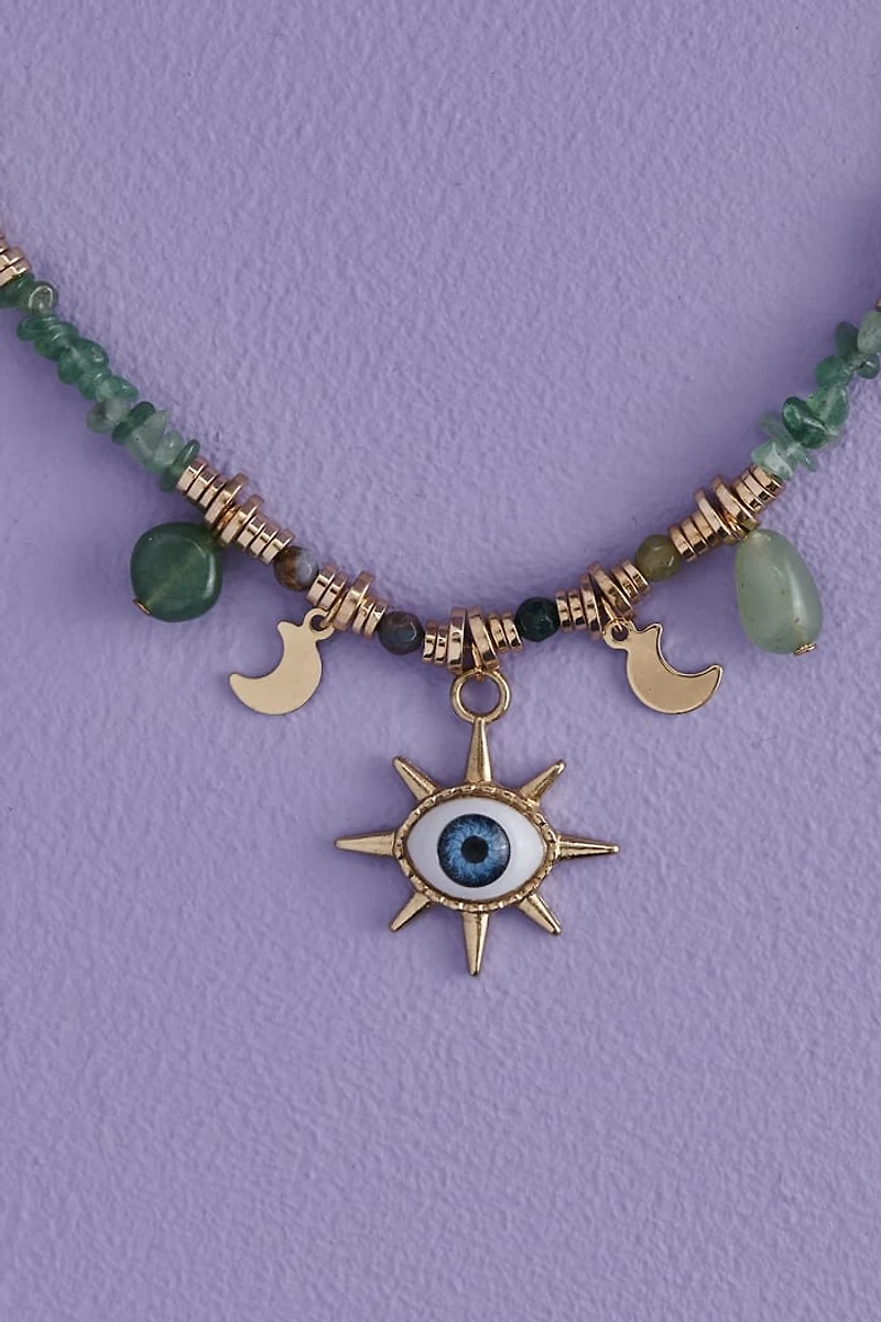 Green Aventurine Celestial Eye Charm Necklace