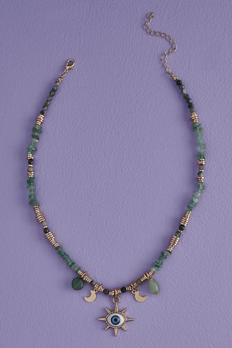 Green Aventurine Celestial Eye Charm Necklace