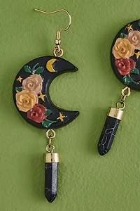 Floral Moon Faux Stone Earrings