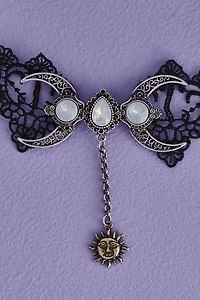 Crescent Moon Black Lace Choker