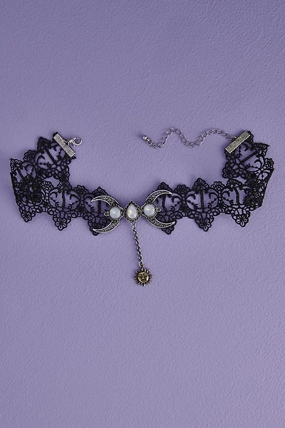 Crescent Moon Black Lace Choker