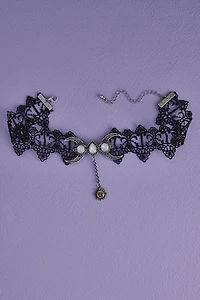 Crescent Moon Black Lace Choker