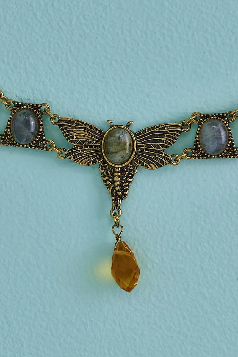 Labradorite Curio Bee Insect Necklace