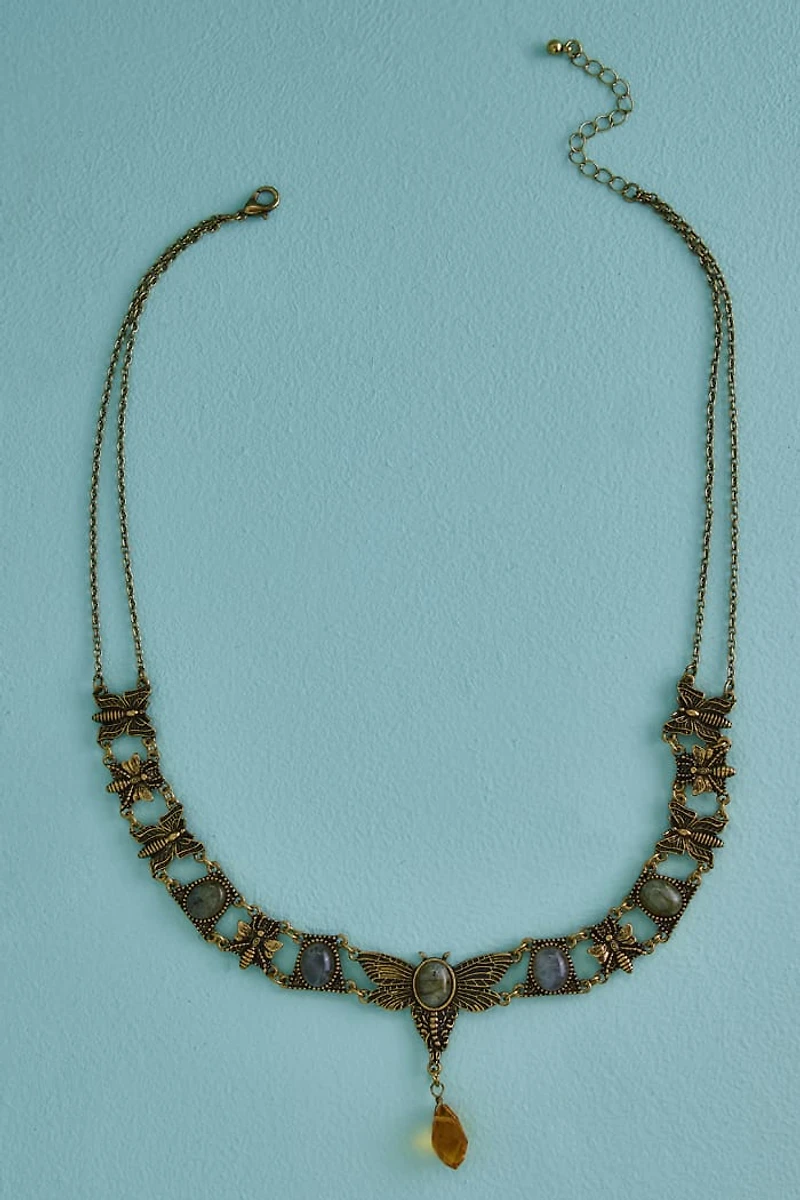 Labradorite Curio Bee Insect Necklace