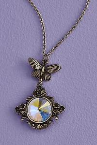 Butterfly Iridescent Rose Mirror Necklace