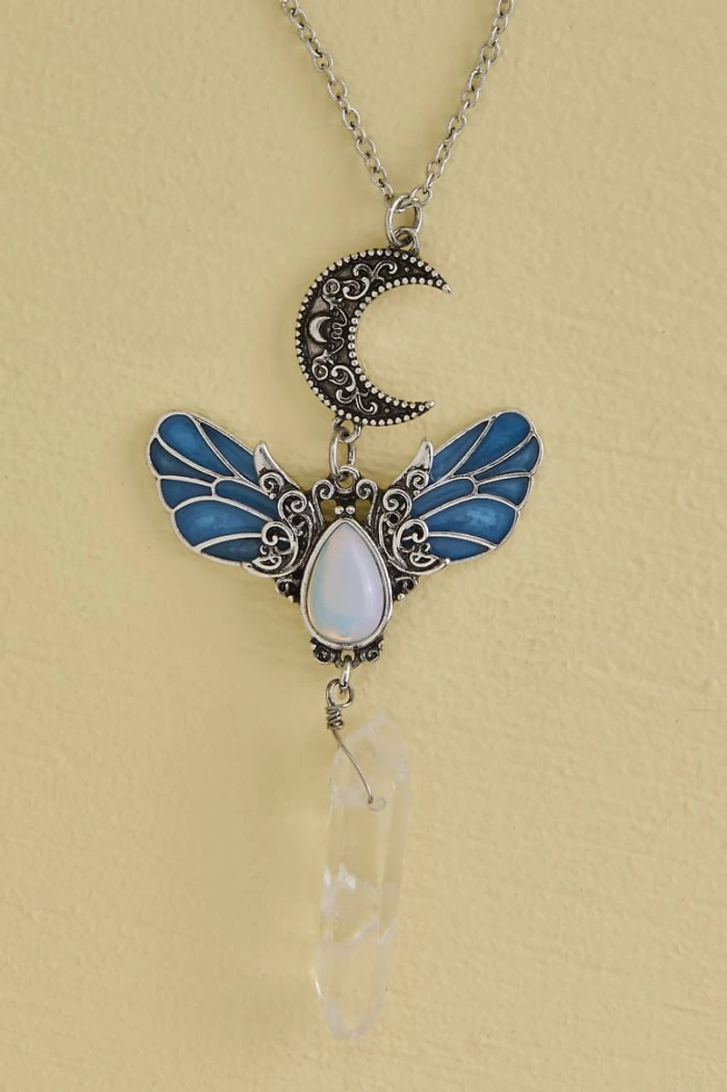 Buy Quartz and Opalite Blue Wing Moth Necklace Online at Earthbound Trading