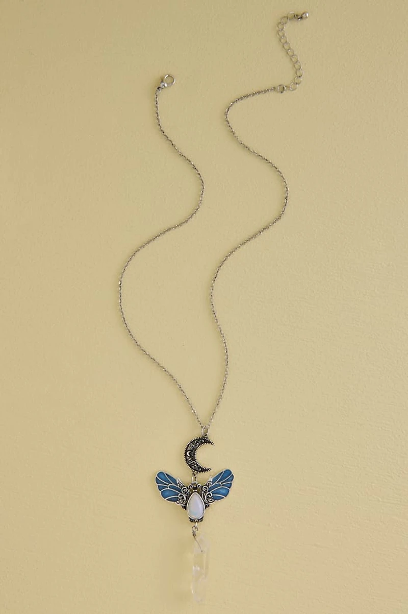 Buy Quartz and Opalite Blue Wing Moth Necklace Online at Earthbound Trading