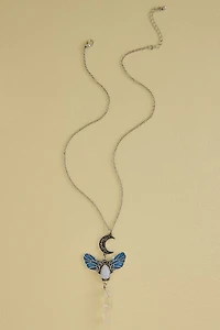 Buy Quartz and Opalite Blue Wing Moth Necklace Online at Earthbound Trading