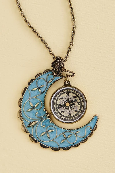 Moonlit Wanderer Compass Necklace