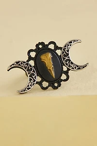 Gothic Bird Skull Moon Ring