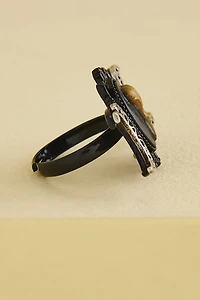 Gothic Bird Skull Moon Ring