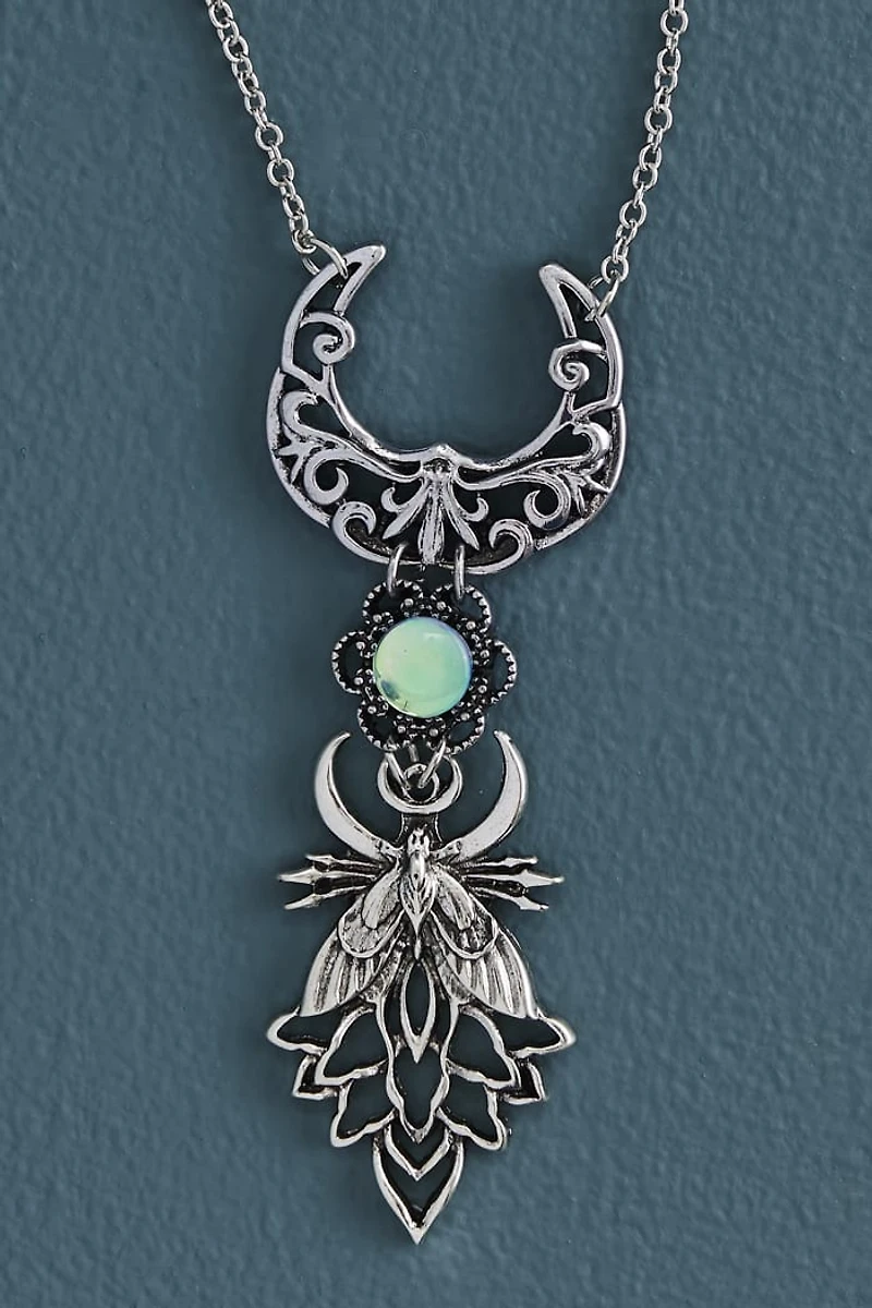 Silver Mystic Moon Moth Necklace